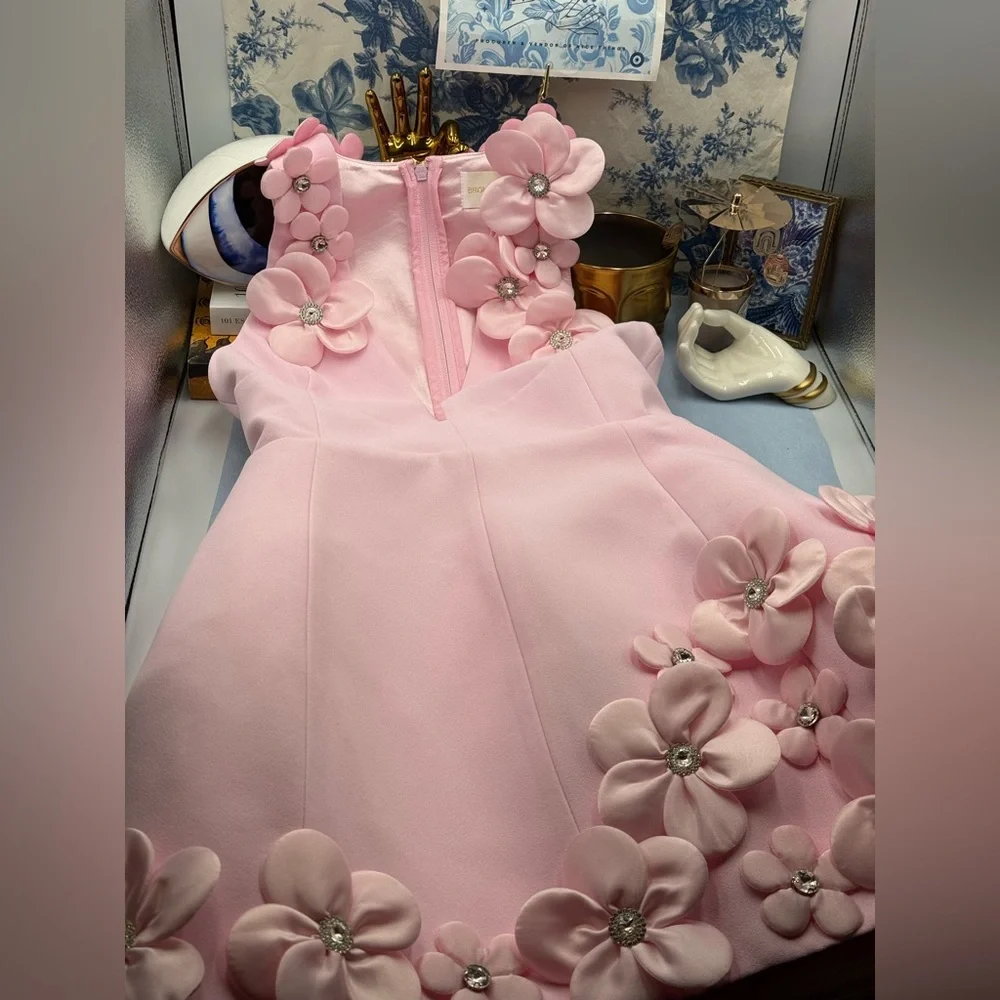 🆕 BRONX & BANCO 🧿 NWOT Estelle Floral Mini Dress, Blush Pink - Sz M US 6 - Picture 14 of 17